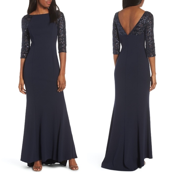 Vince camuto sequin crepe trumpet gown Clearance